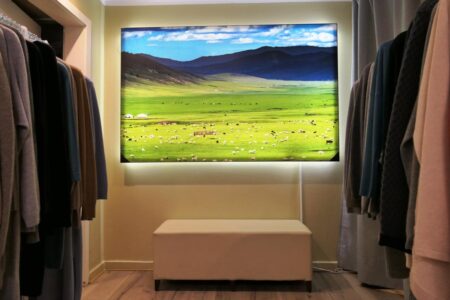 mongolian green labels wollkleider und ein lanschaftsbild