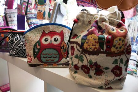 vietnamesische stickkunst taschen mit eulenmotiv