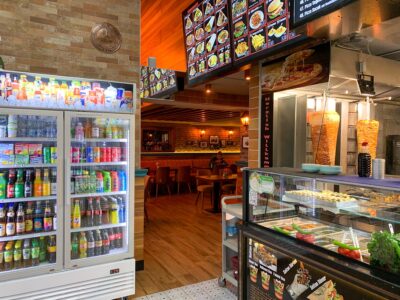 azem bistro bedientresen mit dönerspiess und kühlschrank